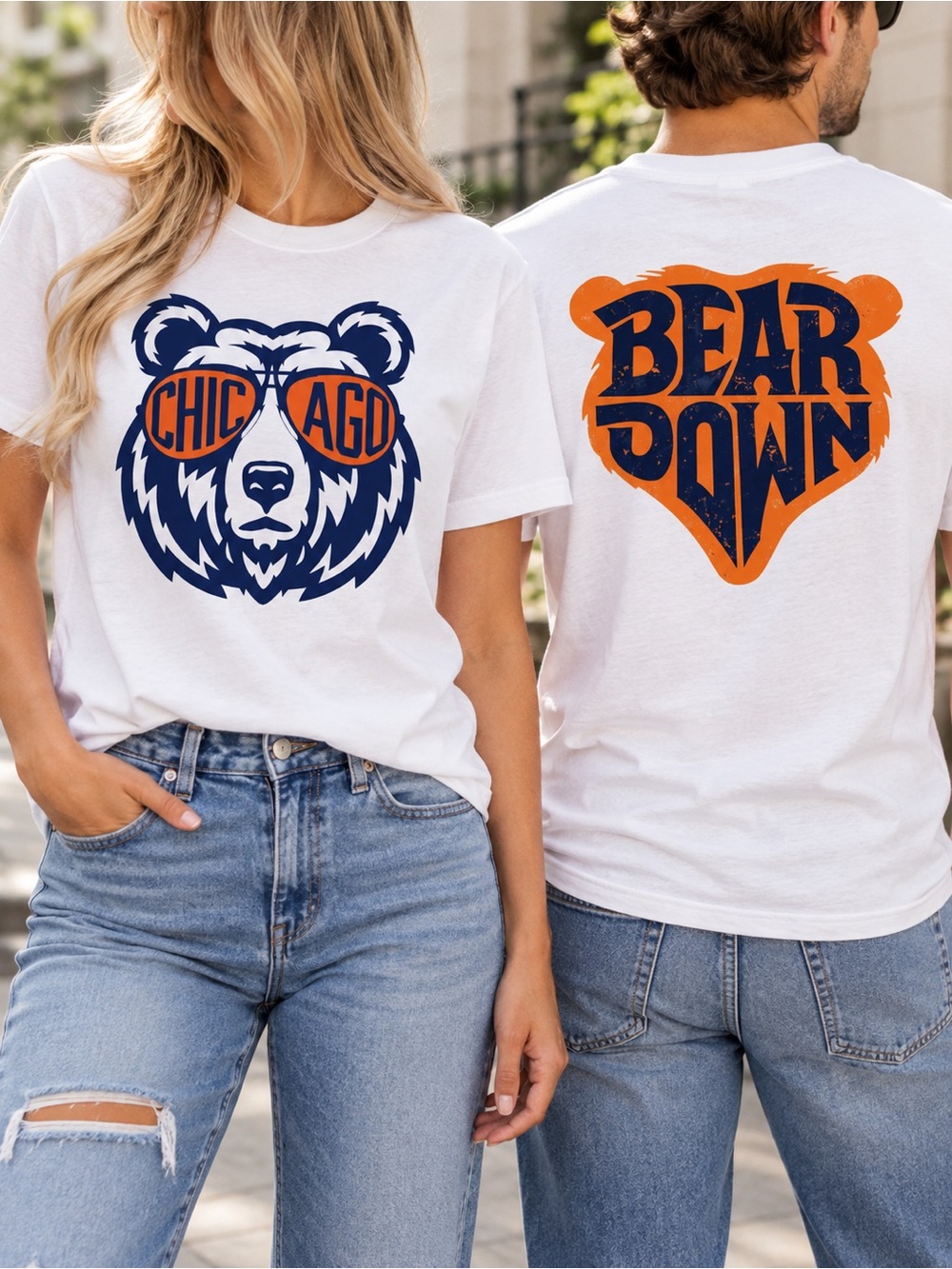 Chicago Bear Down Shirt Game Day Football Mascot Graphic Gildan White Tee
